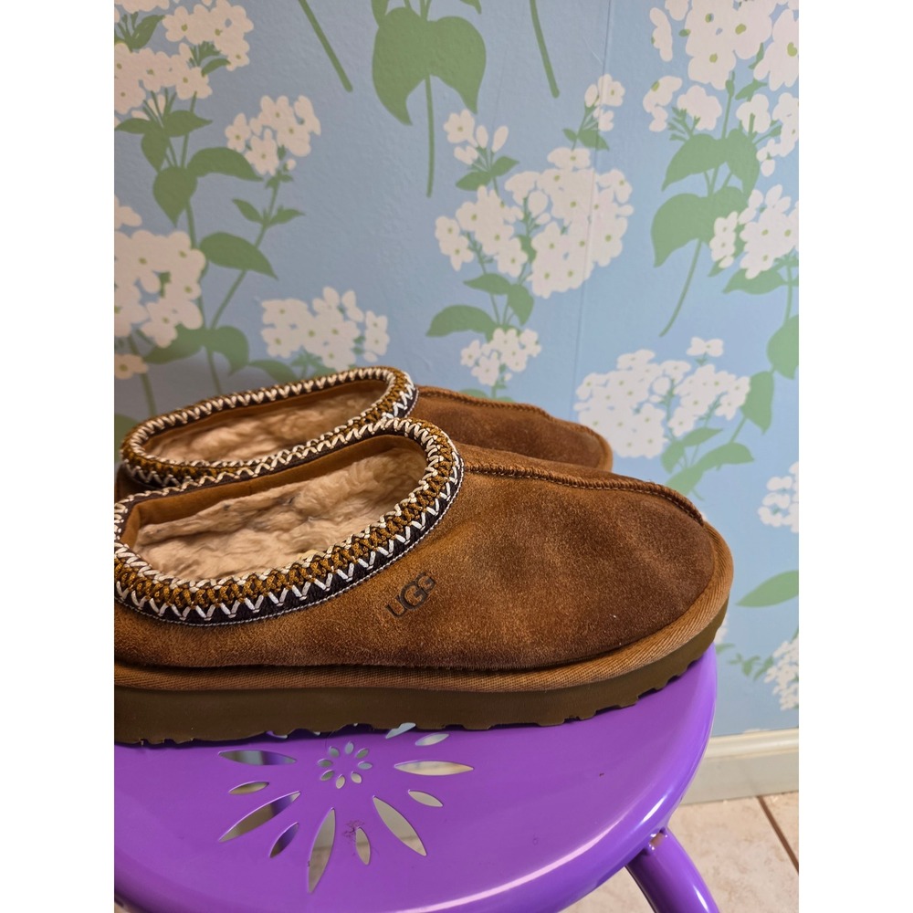UGG Tasman Chestnut Suede Embroidered Braid Slippers 5955 Brown Womens 7 - Picture 3 of 9